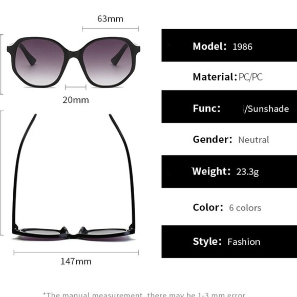 Black Square Sunglasses with Gradient Grey lens - Picture 2 of 4